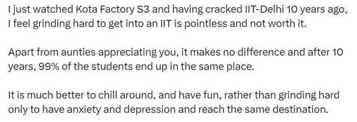 A man's X post on calling IIT "pointless". (X/@pulak_twt) A man's X post on calling IIT "pointless". (X/@pulak_twt)