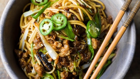 A picture of the savoury and delicious scallion noodles with pork. (AP)