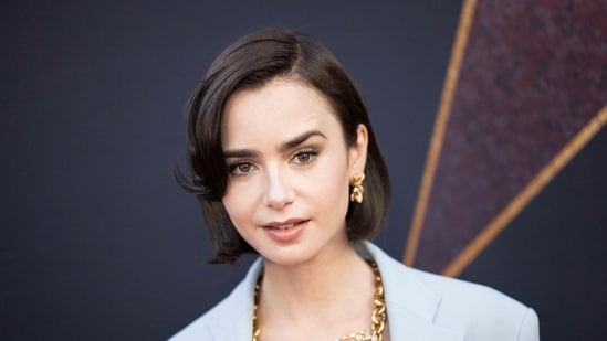 Lily Collins debuted a dramatic new bob at the world premiere of MaXXXine on June 24. (AFP)