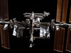 This photo provided by NASA shows the International Space Station from the SpaceX Crew Dragon Endeavour during a fly around of the orbiting lab that took place following its undocking from the Harmony module’s space-facing port, Nov. 8, 2021.