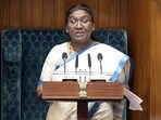 President Droupadi Murmu during the joint sitting of both Houses of Parliament, in New Delhi on Thursday. President Droupadi Murmu during the joint sitting of both Houses of Parliament, in New Delhi on Thursday.