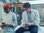 Ayo Edebiri and Jeremy Allen White in a still from The Bear Season 3.