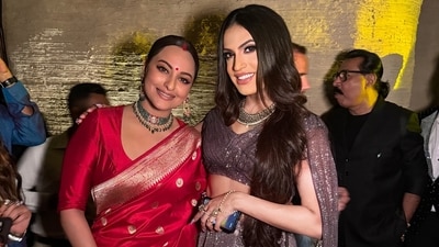 Sonakshi Sinha with Sushant Divgikr at her wedding reception. (Instagram/@sushantdivgikr) Sonakshi Sinha with Sushant Divgikr at her wedding reception. (Instagram/@sushantdivgikr)