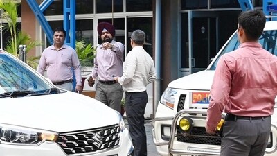 A CBI team exits the Economic Offences Unit (EOU) office in Patna in NEET paper leak case. (Santosh Kumar/ Hindustan Times) A CBI team exits the Economic Offences Unit (EOU) office in Patna in NEET paper leak case. (Santosh Kumar/ Hindustan Times)