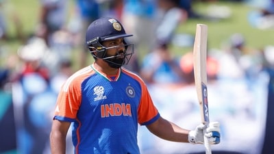 Rohit and Suryakumar off to a sluggish restart on resumption. Rohit eventually scored his half-century but fell soon thereafter to Adil Rashid in the 14th over. (ANI) Rohit and Suryakumar off to a sluggish restart on resumption. Rohit eventually scored his half-century but fell soon thereafter to Adil Rashid in the 14th over. (ANI)