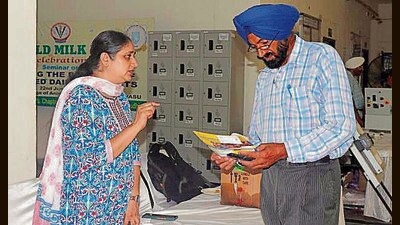 Dairy entrepreneurs during the event at vet varsity in Ludhiana on Thursday. (Manish/HT) Dairy entrepreneurs during the event at vet varsity in Ludhiana on Thursday. (Manish/HT)