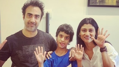 Ex-couple Ranvir Shorey and Konkona Sensharma pose with their son, Haroon. Ex-couple Ranvir Shorey and Konkona Sensharma pose with their son, Haroon.