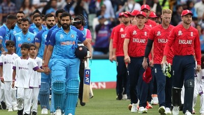 India's Captain Rohit Sharma (L) and England's Captain Jos Buttler (R) escort their respective teams in T20 World Cup semi-final (AFP) India's Captain Rohit Sharma (L) and England's Captain Jos Buttler (R) escort their respective teams in T20 World Cup semi-final (AFP)