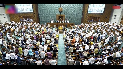 MPs attend President Droupadi Murmu’s joint address to both Houses of Parliament in New Delhi on Thursday. (ANI Photo) MPs attend President Droupadi Murmu’s joint address to both Houses of Parliament in New Delhi on Thursday. (ANI Photo)