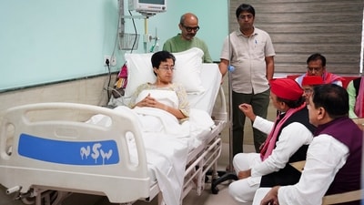 Atishi was brought to the hospital on Tuesday after her health deteriorated during her indefinite hunger strike. (PTI Photo) Atishi was brought to the hospital on Tuesday after her health deteriorated during her indefinite hunger strike. (PTI Photo)