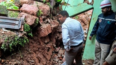 On Wednesday, four members of a family died with the compound wall of a neighbouring property collapsing on the family in Kuttaru Madaninagar village(PTI Photo) On Wednesday, four members of a family died with the compound wall of a neighbouring property collapsing on the family in Kuttaru Madaninagar village(PTI Photo)