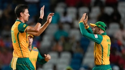 For South Africa, Tabraiz Shamsi and Marco Jansen took three-wicket hauls. Meanwhile, Kagiso Rabada and Anrich Nortje bagged two-wicket hauls. (PTI) For South Africa, Tabraiz Shamsi and Marco Jansen took three-wicket hauls. Meanwhile, Kagiso Rabada and Anrich Nortje bagged two-wicket hauls. (PTI)