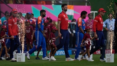 Jos Buttler earlier won the toss and chose to bowl first, putting India to bat at the Providence Stadium in Guyana in the semi final of the 2024 T20 World Cup. Toss was delayed by nearly an hour and a half due to intermittent rain in Georgetown. (PTI) Jos Buttler earlier won the toss and chose to bowl first, putting India to bat at the Providence Stadium in Guyana in the semi final of the 2024 T20 World Cup. Toss was delayed by nearly an hour and a half due to intermittent rain in Georgetown. (PTI)