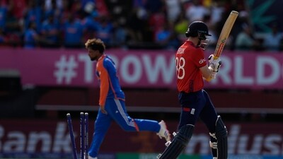 Kuldeep Yadav also got among the wickets in the ninth over with the wicket of Sam Curran, Harry Brook and Chris Jordan. England eventually folded for 103 runs in response to India's 171/7 (PTI) Kuldeep Yadav also got among the wickets in the ninth over with the wicket of Sam Curran, Harry Brook and Chris Jordan. England eventually folded for 103 runs in response to India's 171/7 (PTI)