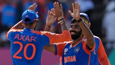 Phil Salt was sent back by Jasprit Bumrah in the fifth over. (AP) Phil Salt was sent back by Jasprit Bumrah in the fifth over. (AP)