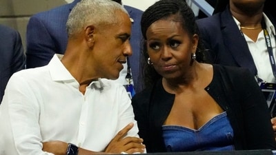 Former President Barack Obama and his wife Michelle Obama attend the 2023 US Open tennis tournament (Reuters)