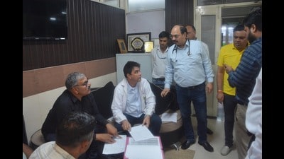 The CM flying squad at the civil hospital in Panchkula on Thursday. (SANT ARORA/HT) The CM flying squad at the civil hospital in Panchkula on Thursday. (SANT ARORA/HT)