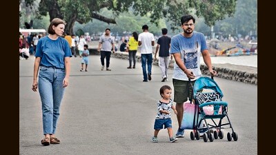 Tourists enjoying the cloudy weather at Sukhna Lake, Chandigarh. (HT Photos)