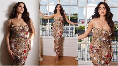 Janhvi Kapoor's Paris diaries are swoon-worthy, featuring exquisite gowns and red-carpet attire. The stunning actress recently made her runway debut for Rahul Mishra at Paris Haute Couture Week. After wowing in her show-stopping look featuring a black bralette and ruffle skirt ensemble, she effortlessly radiates glam vibes in a floral-studded bodycon gown that redefines sartorial elegance. Let's decode her breathtaking look and take some fashion notes. (Instagram/@stylebyami) Janhvi Kapoor's Paris diaries are swoon-worthy, featuring exquisite gowns and red-carpet attire. The stunning actress recently made her runway debut for Rahul Mishra at Paris Haute Couture Week. After wowing in her show-stopping look featuring a black bralette and ruffle skirt ensemble, she effortlessly radiates glam vibes in a floral-studded bodycon gown that redefines sartorial elegance. Let's decode her breathtaking look and take some fashion notes. (Instagram/@stylebyami)