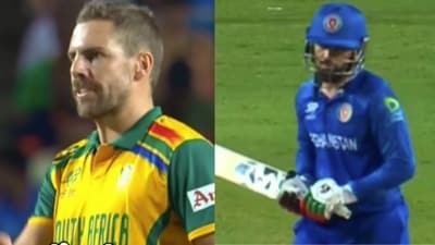 Rashid Khan left Anrich Nortje fuming. Rashid Khan left Anrich Nortje fuming.