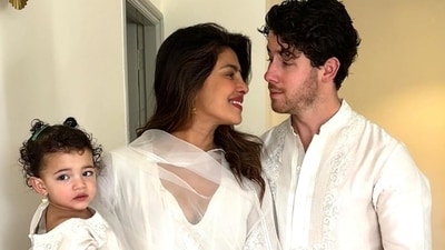 And how adorable is this picture of Priyanka, Nick and Malti in matching white outfits for Holi this year? And how adorable is this picture of Priyanka, Nick and Malti in matching white outfits for Holi this year?