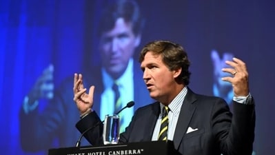 Tucker Carlson provoked by Australian journalist after he is termed Putin's ‘useful idiot’. Tucker Carlson provoked by Australian journalist after he is termed Putin's ‘useful idiot’.