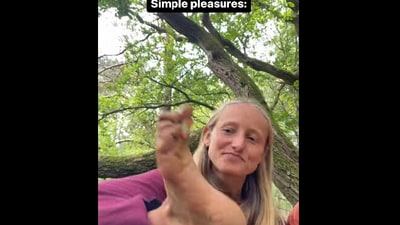 Snapshot of the woman picking strawberry from her feet. (Instagram) Snapshot of the woman picking strawberry from her feet. (Instagram)