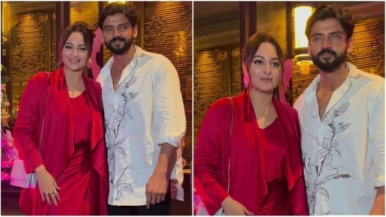Sonakshi Sinha and Zaheer Iqbal wowed in stylish attire at a recent family dinner, setting a new standard for couple fashion. (Instagram/@manav.manglani)