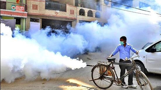 Fumigation for dengue prevention being conducted by PMC in the city limits. (REPRESENTATIVE PHOTO)
