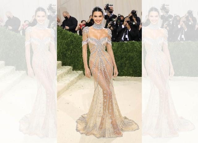 Kendall Jenner’s sheer Givenchy fit at the 2024 Met Gala had tiny rhinestones to look more opaque. Kendall Jenner’s sheer Givenchy fit at the 2024 Met Gala had tiny rhinestones to look more opaque.