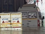 Vehicles partially submerged in the waterlogged underpass at Moolchand following heavy rainfall, in New Delhi on Friday. Vehicles partially submerged in the waterlogged underpass at Moolchand following heavy rainfall, in New Delhi on Friday.
