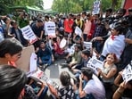 NEET Row: Students from various student organizations protest outside the Ministry of Education over the issues of NEET exam