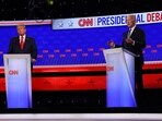 Democrat candidate, U.S. President Joe Biden, speaks during a presidential debate with Republican candidate, former U.S. President Donald Trump, in Atlanta, Georgia, U.S., June 27, 2024. REUTERS/Brian Snyder