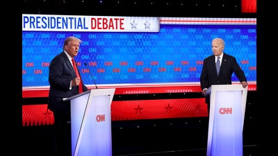 ATLANTA, GEORGIA - JUNE 27: U.S. President Joe Biden (R) and Republican presidential candidate, former U.S. President Donald Trump participate in the CNN Presidential Debate at the CNN Studios on June 27, 2024 in Atlanta, Georgia. President Biden and former President Trump are facing off in the first presidential debate of the 2024 campaign. Justin Sullivan/Getty Images/AFP (Photo by JUSTIN SULLIVAN / GETTY IMAGES NORTH AMERICA / Getty Images via AFP) (Getty Images via AFP) ATLANTA, GEORGIA - JUNE 27: U.S. President Joe Biden (R) and Republican presidential candidate, former U.S. President Donald Trump participate in the CNN Presidential Debate at the CNN Studios on June 27, 2024 in Atlanta, Georgia. President Biden and former President Trump are facing off in the first presidential debate of the 2024 campaign. Justin Sullivan/Getty Images/AFP (Photo by JUSTIN SULLIVAN / GETTY IMAGES NORTH AMERICA / Getty Images via AFP) (Getty Images via AFP)