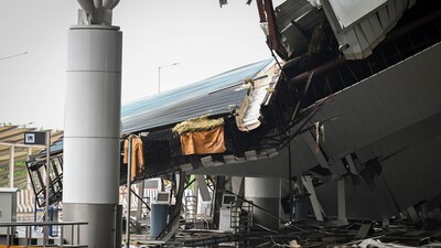 The partial collapse of the roof of the recently inaugurated Terminal 1 of the Indira Gandhi International Airport has claimed the life of one person. (Photo by Sanchit Khanna/ Hindustan Times) (Hindustan Times)