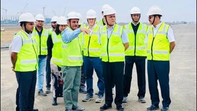 Chief secretary Mishra along with officials from Noida International Airport Limited, Yamuna expressway industrial development authority, and Yamuna International Airport Private Limited conducted the site inspection on Friday. (HT Photo) Chief secretary Mishra along with officials from Noida International Airport Limited, Yamuna expressway industrial development authority, and Yamuna International Airport Private Limited conducted the site inspection on Friday. (HT Photo)
