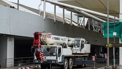 Delhi airport roof collapse: According to airport operator DIAL (Delhi International Airport Ltd), arrivals of flights at T1 continued till 1030 hours. The operations at the terminal have been suspended. It will resume after a thorough inspection. IndiGo flights that were to arrive at and depart from T1 are being shifted to T2 and T3 while the flights of SpiceJet are being shifted to T2, DIAL said (Bloomberg)