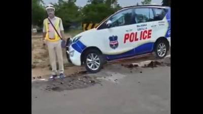 Telangana Police's cardboard cutouts to deter rulebreakers. (X/@AbhishekSay) Telangana Police's cardboard cutouts to deter rulebreakers. (X/@AbhishekSay)