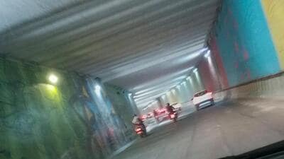 The view of Noida underpass in Sector 18 on Friday amid rain, as officials shared that they have been carrying out site inspections in the city since the past two months to check the stormwater drain cleaning work. (HT Photo) The view of Noida underpass in Sector 18 on Friday amid rain, as officials shared that they have been carrying out site inspections in the city since the past two months to check the stormwater drain cleaning work. (HT Photo)