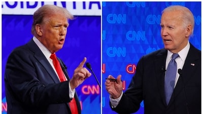 Republican presidential candidate former U.S. President Donald Trump and Democratic Party presidential candidate U.S. President Joe Biden speak during a presidential debate in Atlanta, Georgia, U.S., June 27, 2024 in a combination photo. REUTERS/Brian Snyder (REUTERS)
