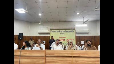 XEN Mahender Kumar and JE Sanjeev Dalal were suspended during a meeting of district public relations and grievance redressal committee at Panchayat Bhawan in Ambala city on Friday. (HT Photo)