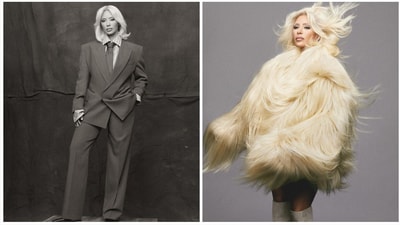 Kim also brought the 70s back with the oversized suits and them 'boots with the furrrrr.' Kim also brought the 70s back with the oversized suits and them 'boots with the furrrrr.'
