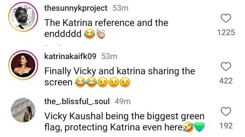 Comment section of Bad Newz trailer shared by Vicky Comment section of Bad Newz trailer shared by Vicky