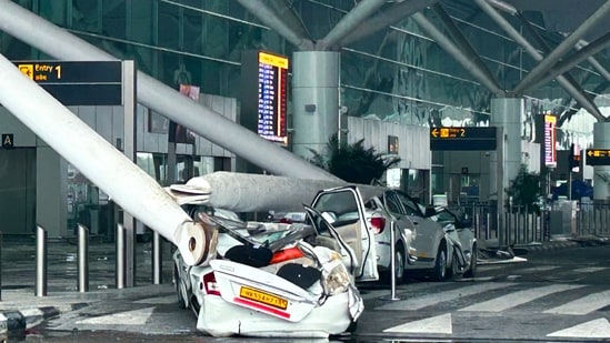 Delhi airport roof collapse: Delhiites woke up to a rain devastated city on Friday with a canopy at Delhi airport's busy Terminal 1 collapsing, killing one person, and injuring six others. The incident happened around 5 am at the departure area of Terminal 1 (T1) at the Indira Gandhi International Airport (IGIA) amid heavy rains in the national capital.(AP)