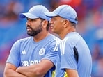 India's head coach Rahul Dravid and captain Rohit Sharma ahead of a match. India's head coach Rahul Dravid and captain Rohit Sharma ahead of a match.