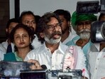 Former Jharkhand CM Hemant Soren speaks to the media after being released on bail, in Ranchi on Friday. (ANI Photo)
Former Jharkhand CM Hemant Soren speaks to the media after being released on bail, in Ranchi on Friday. (ANI Photo)