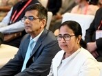West Bengal chief minister Mamata Banerjee with Chief Justice of India (CJI) Justice DY Chandrachud during the inaugural session of the two-day East Zone II Regional Conference of the National Judicial Academy organised in collaboration with the Calcutta High Court and West Bengal Judicial Academy, in Kolkata on Saturday. 