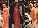 Nita Ambani, in a silk saree, and Radhika Merchant, in an anarkali, greet RSS chief Mohan Bhagwat with Mukesh Ambani and Anant Ambani. Nita Ambani, in a silk saree, and Radhika Merchant, in an anarkali, greet RSS chief Mohan Bhagwat with Mukesh Ambani and Anant Ambani.