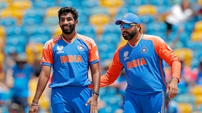 India's Jasprit Bumrah and Rohit Sharma (c) celebrate a wicket. (Surjeet Yadav) India's Jasprit Bumrah and Rohit Sharma (c) celebrate a wicket. (Surjeet Yadav)