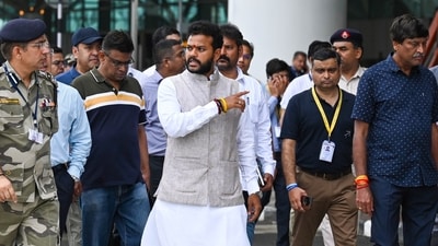 Union Civil Aviation Minister, Kinjarapu Ram Mohan Naidu inspects the site where a part of the roof at T1 Airport collapsed (Photo by Sanchit Khanna/ Hindustan Times) Union Civil Aviation Minister, Kinjarapu Ram Mohan Naidu inspects the site where a part of the roof at T1 Airport collapsed (Photo by Sanchit Khanna/ Hindustan Times)